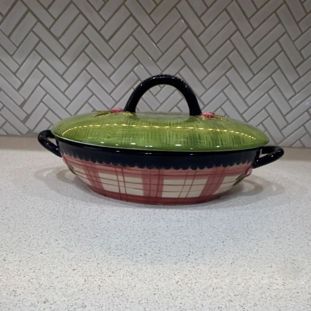Tracy Porter Stonehouse Farm Oval Ceramic Casserole Rooster Dishwasher Safe